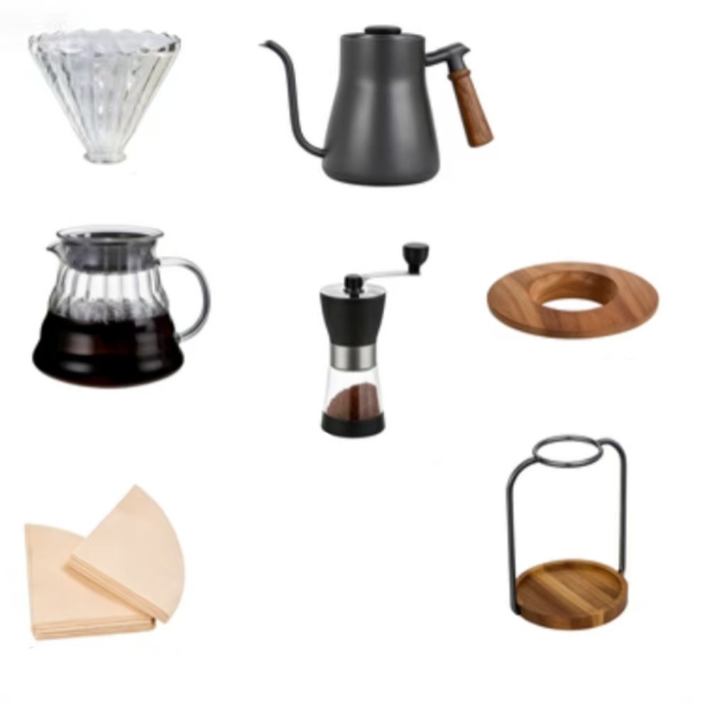 Kit de cafetera de irrigación manual de entrada doméstica portátil al aire libre filtro de café de vidrio