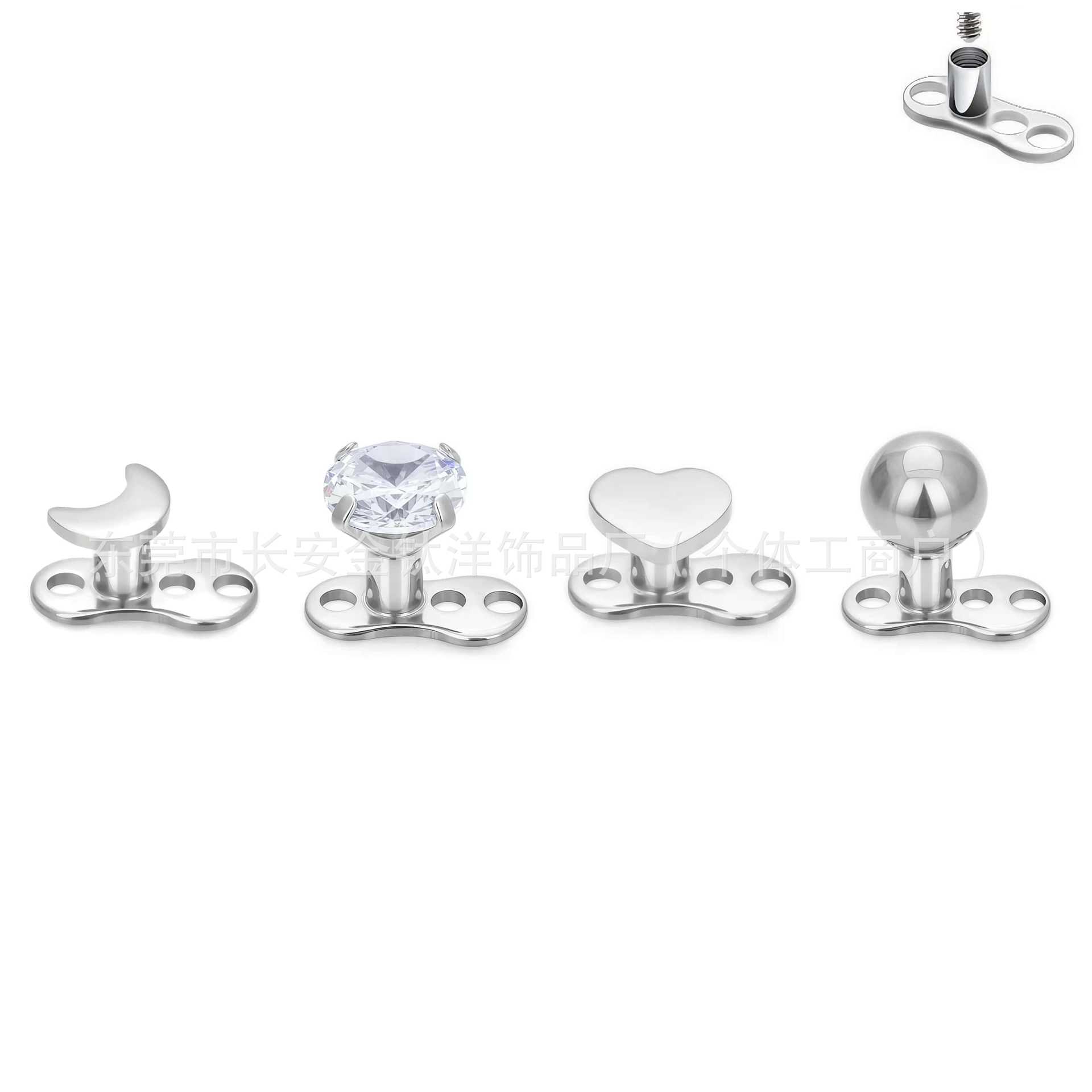 F136 Titanium Moon Heart Cross Star Anchor Point Nail G23 Titanium Alloy Piercing Jewelry detail image 7