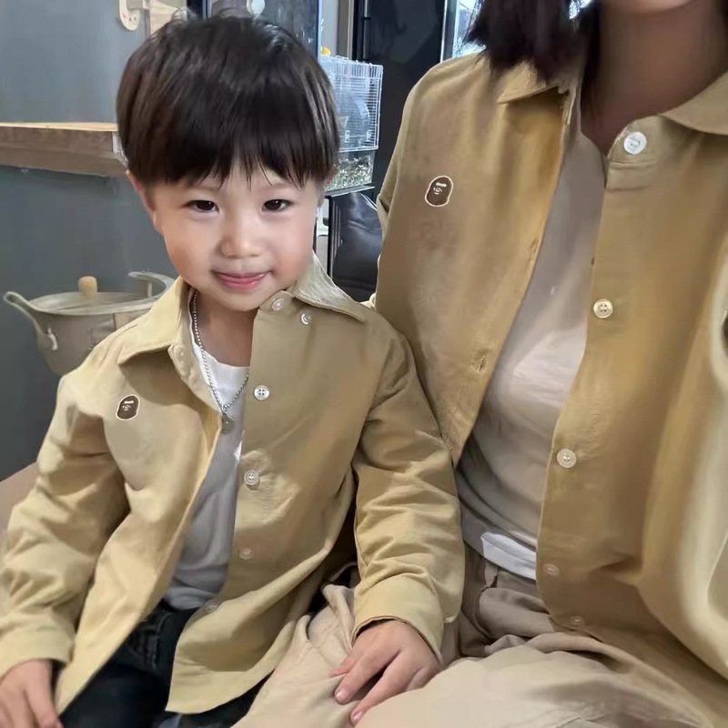 Children's Trendy Brand Shirts, High-End Family Matching Outfits for a Family of Three, Spring Woven Korean Style, Simple and Sophisticated, New Spring Collection