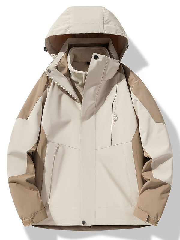 秋冬款防风防水三合一可拆卸防泼水登山服连帽冲锋衣男女同款|undefined