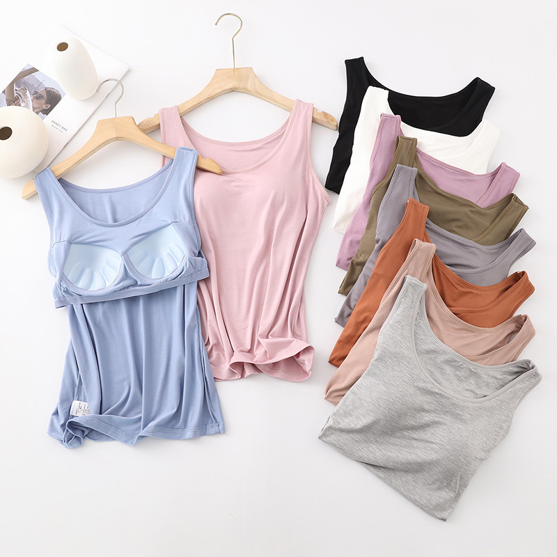 Women's All-in-One-Piece Vest Bra with Chest Pad Outer Wearing No Steel Rings Bra-Free Underwear Summer Thin Home Clothes Women's All-in-One-Piece Vest Bra with Chest Pad Outer Wearing No Steel Rings Bra-Free Underwear Summer Thin Home Clothes