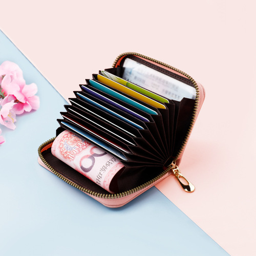 Women's accordion zipper card holder multi-card slot ID bag multi-functional coin purse credit card holder mini men's simple
