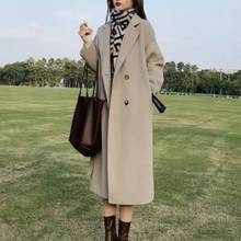 秋冬新款双面羊毛大衣女中长款双面绒宽松呢子大衣四粒扣毛呢外套