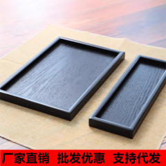 黒い木のトレーの長方形の家庭用の果物の皿のホテルの正方形のお茶の皿のコップの皿の復古の平たい皿の卸売り