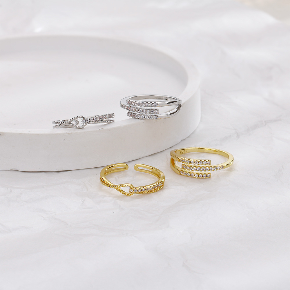 8g Weight Zircon Inlay Material Rings Classification 1 Piece Quantity Daily Occasion Cat Solid Color Knot Copper Simple Style Rings