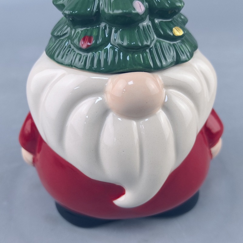 Navidad transfronteriza Navidad marido frasco de cerámica enano pintado de cerámica cubierta de árbol de Navidad decoración de mesa