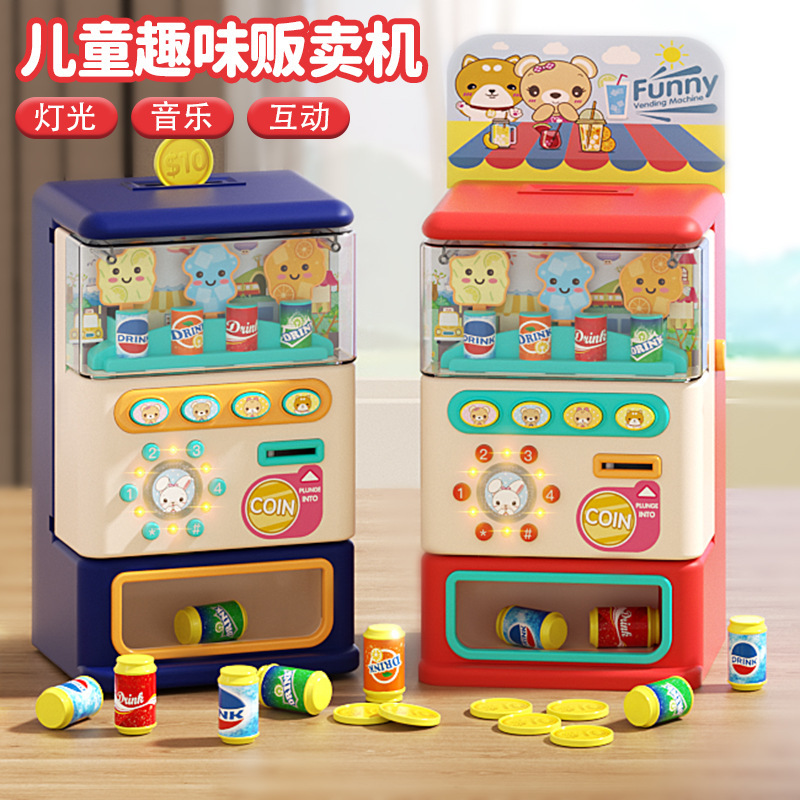 Children's Large-Scale Beverage Vending Machine Toy Set, Coin-Operated Educational Toy for Boys and Girls Aged 3 to 6, with Music and Candy Pretend Play