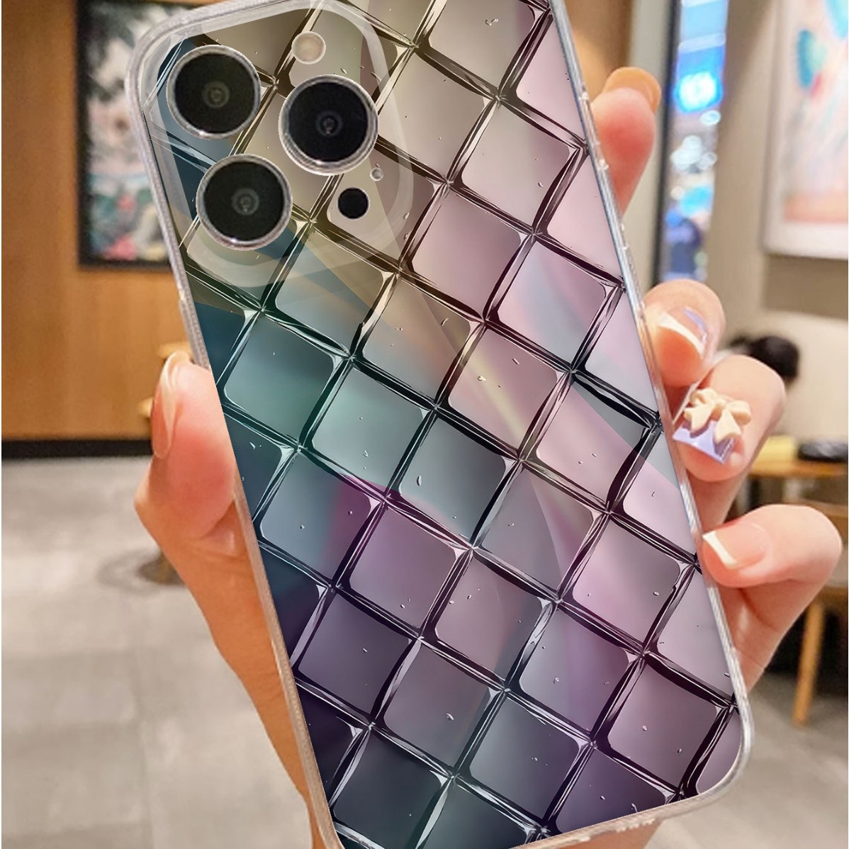 Casas transparentes a prueba de caídas cuadradas de color para iPhone15 / 16 / 17 serie de protección de casas de teléfonos promamax / 14