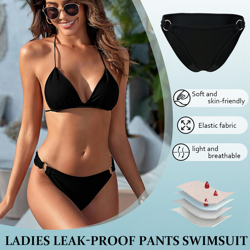 Summer European and American Style Sunshine Beach Cross-Border 4-Layer Swimwear G-String Swimsuit Set Antibacterial Anti-Leakage Menstrual Period Underwear Summer European and American Style Sunshine Beach Cross-Border 4-Layer Swimwear G-String Swimsuit Set Antibacterial Anti-Leakage Menstrual Period Underwear