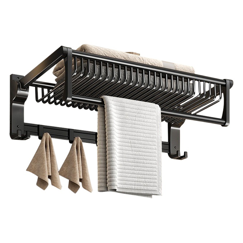 Punch-libre de espacio de aluminio toallero baño Baño hardware colgante traje malla cesta toalla rack