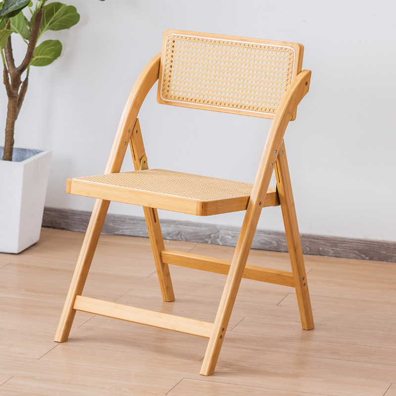 Silla plegable de ratán simple moderna, silla de comedor para restaurante en casa con respaldo, silla de comedor informal simple, nuevo estilo de ahorro de espacio