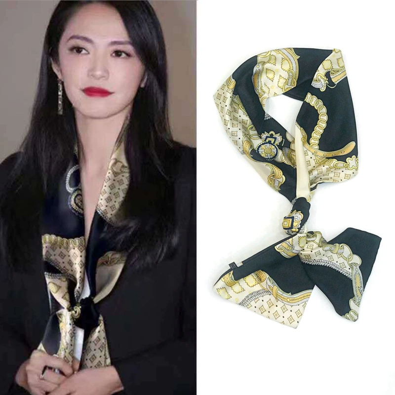 Сатиновый шейный платок-повязка, тонкая структура, 145 см, легкий вес, несколько цветов