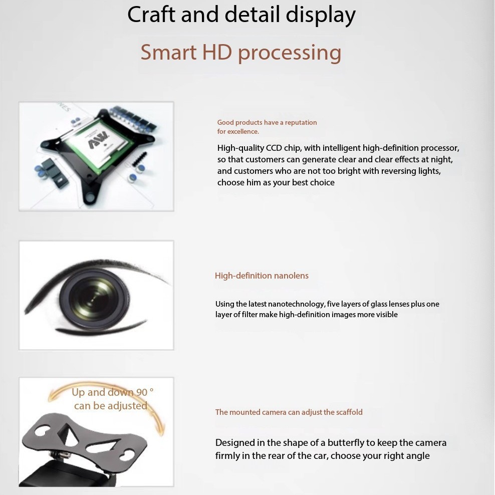 Universal fisheye wide-angle car night vision high-definition camera CCD rearview reversing car camera