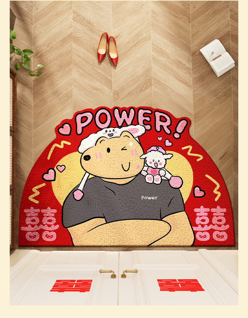 Wedding Housewarming Entrance Door Mat Cartoon New Entrance Anti-Slip Mat Festive Red Door Mat Pvc Wire Loop Mat