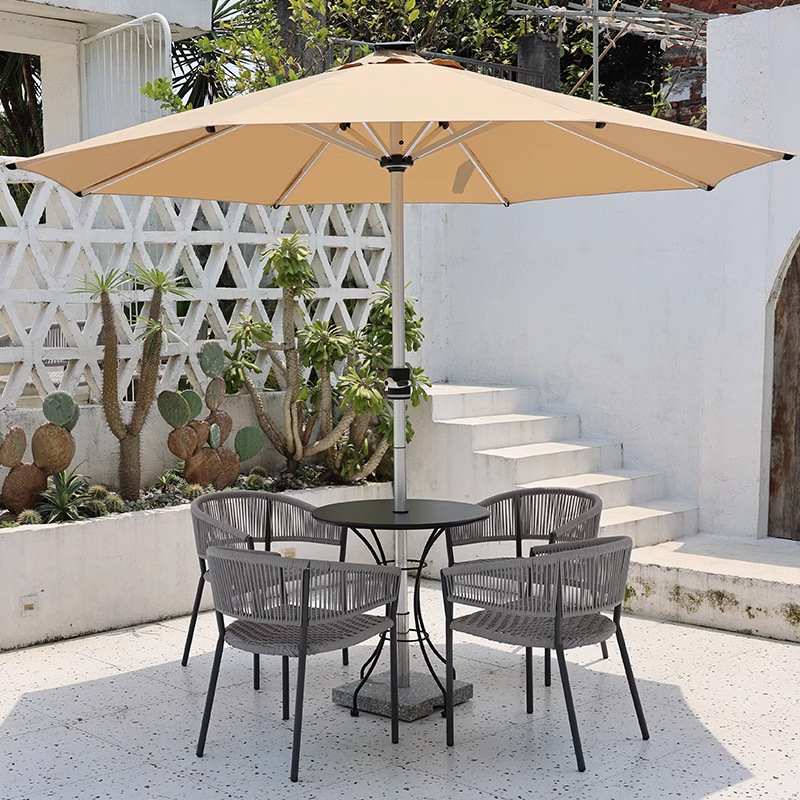 Mesas y sillas al aire libre, tienda de té con leche al aire libre, salón de café, ocio, impermeable, protector solar, jardín, balcón, combinación de ratán