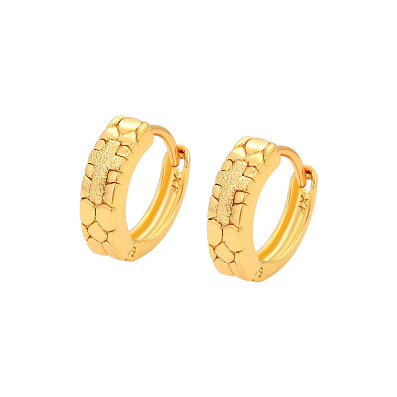 Xuping simple lujo imitación de oro esmerilado aretes geométricos de círculo de aleación de cobre chapado 24k temperamento aretes al por mayor