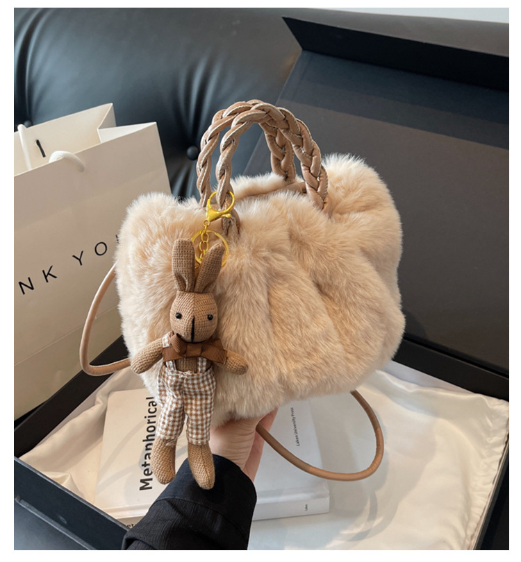 Borsa a spalla in peluche da donna elegante borsa a tracolla_voghion.com