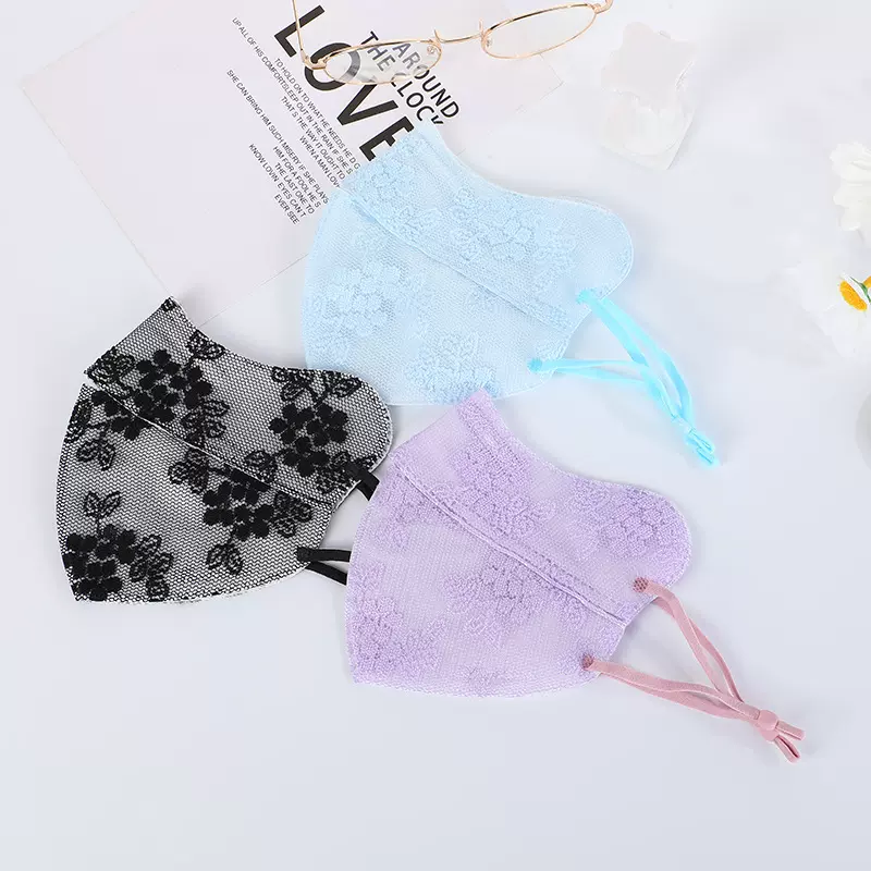 时尚潮流蕾丝印花成人生活口罩 挂耳式可调节不勒耳防尘透气口罩