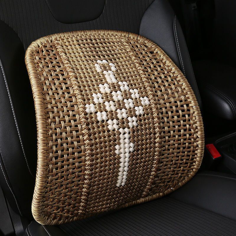 Hand-Woven Car Lumbar Support with Thickened Steel Tube Backrest, Non-Deformable Waist Protection Car Cushion, Backrest Cushion, Summer Hot-Selling Wholesale