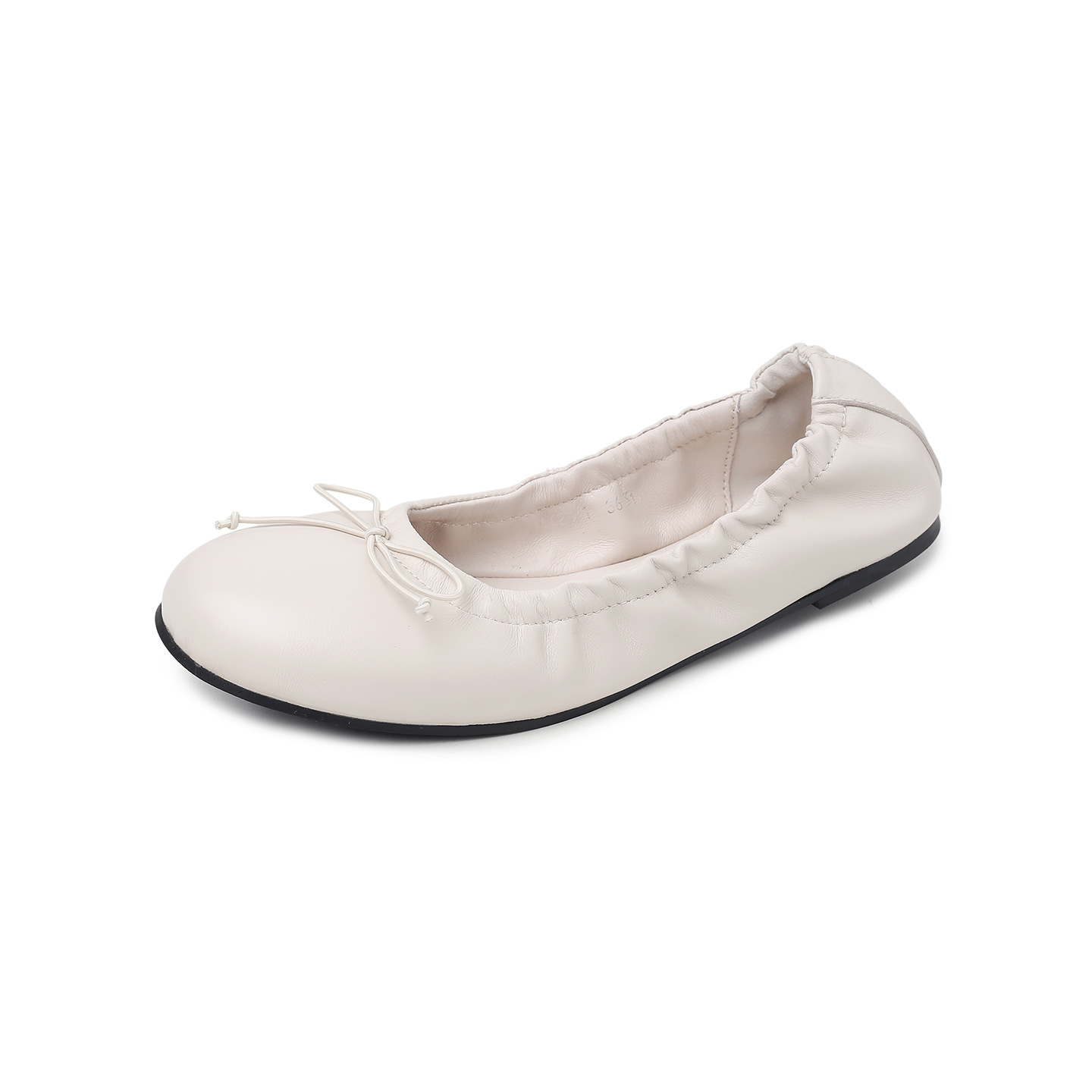 Giày ballet nữ da cừu mũi tròn nơ bướm đế bệt mềm mại — màu nâu chi tiết 30