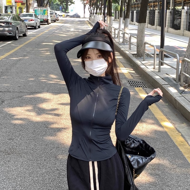 Sun Protection Clothing, Sports Jacket, Women's Fitness Clothing, Outdoor Training Jacket, Long-Sleeved Yoga Clothing, Running Slimming Cardigan