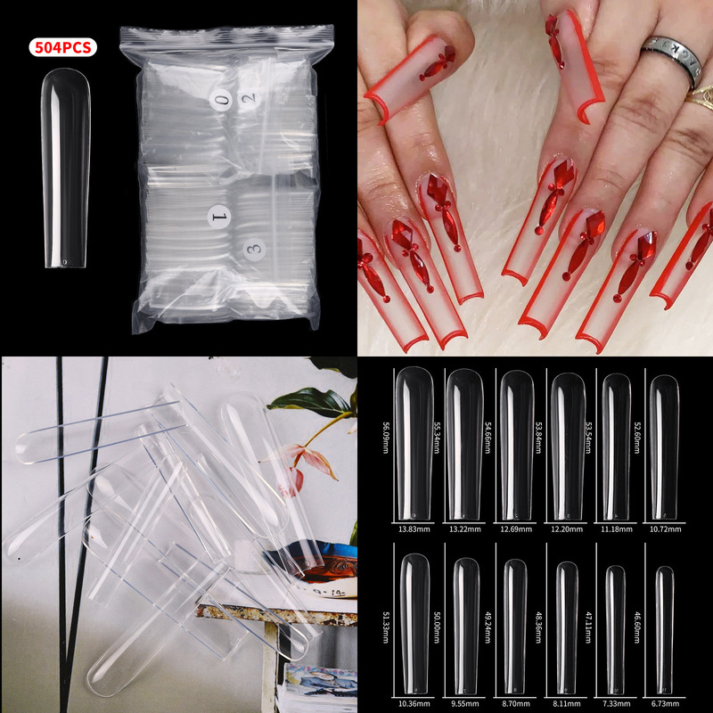Cross-border new 5.6cmxxxl super long nail full sticker long Ballet Ballet fake coffin nail trapezoidal transparent nail piece