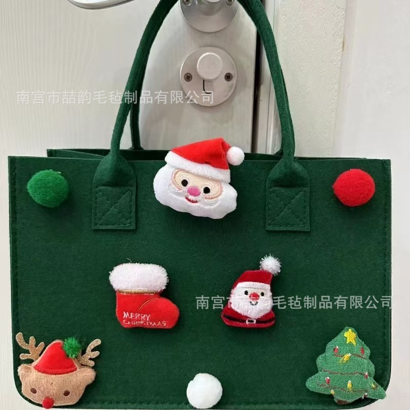 新款圣诞礼品包平安夜手提袋儿童礼物袋卡通礼品毛毡包可加logo|undefined