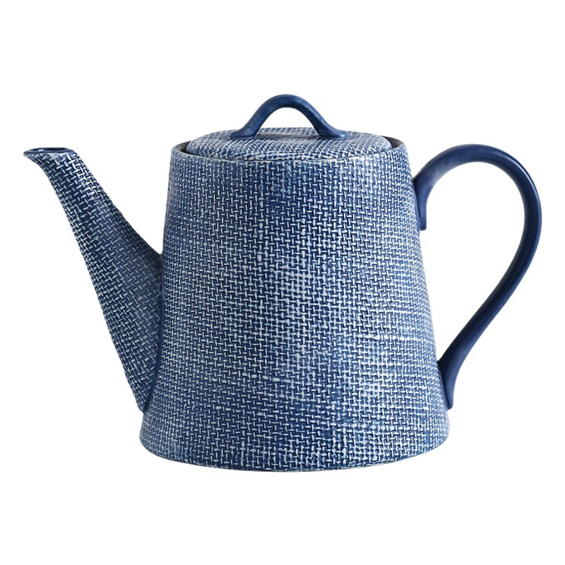 Nórdico patrón de tela de mezclilla vajilla creativa plato de cerámica tazón plato traje taza hervidor plato de carne ensalada sopa tazón de arroz