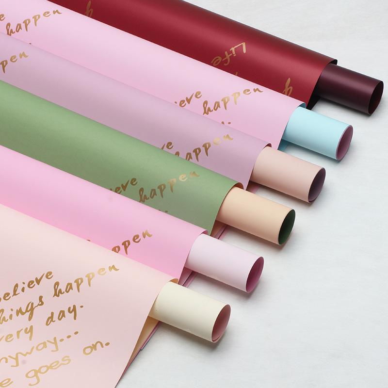 Huaxi Clio English Flower Art Packaging Papel engrosado impermeable Papel Ouya Floristería Ramo Papel de regalo de flores al por mayor