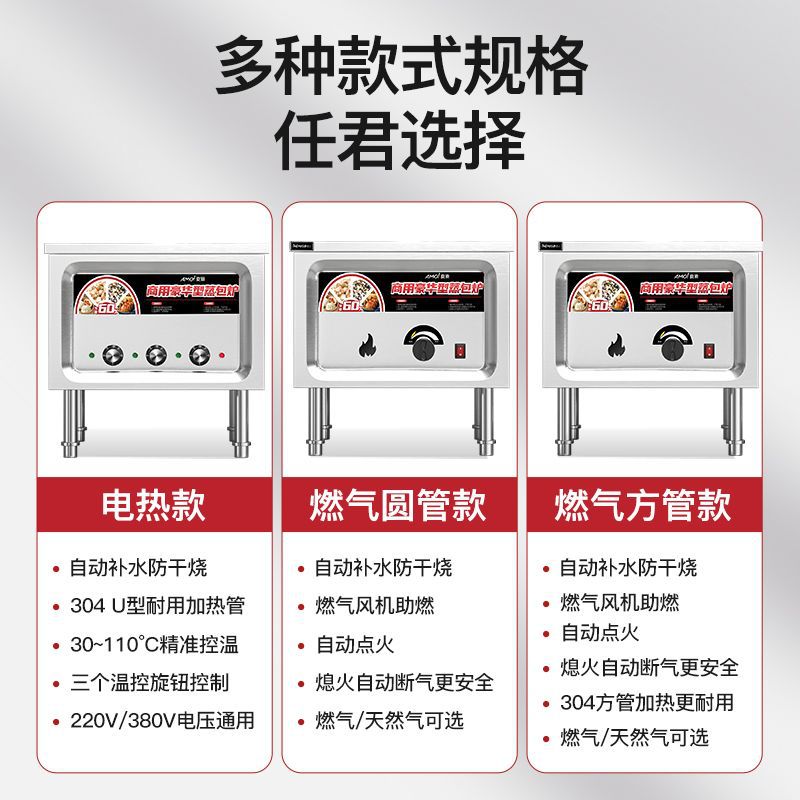 Xiaxin horno de paquete de vapor para desayuno comercial horno de paquete de vapor multifuncional de gas de calentamiento eléctrico pan al vapor vapor de jaula pequeña máquina de embalaje de salchichas en polvo