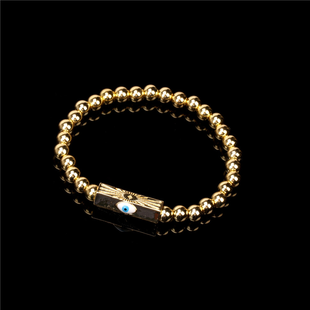 Devilu0027s Eye Oil Drop Copper Bracelet 2021 New Golden Bead Trendy Hip Hop Style Bracelets Wholesa