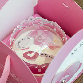 520情人节慕斯球水晶蛋糕盒 圆球盒子手提蛋糕包装礼盒母亲节