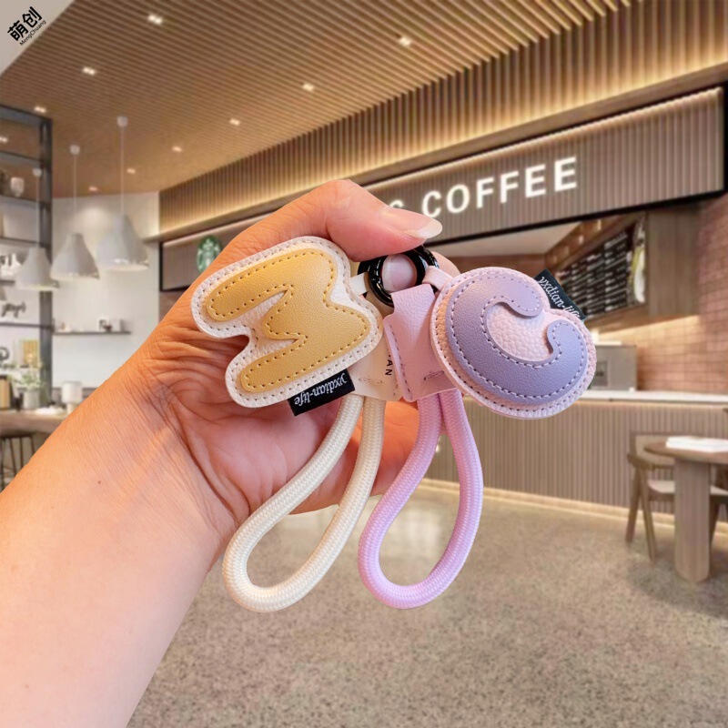 Cute Leather 26-Letter Suitcase Keychain with Exquisite Braided Rope, Simple Couple Style Backpack Pendant