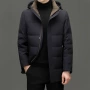 连帽立领男士爸爸羽绒服