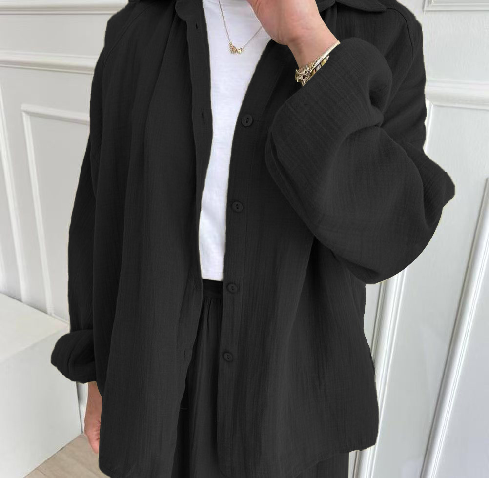 Women's Fashion Casual Suit Puff Sleeve Shirt And Skirt Set Spring Autumn New Cross Border Foreign Trade Clothing_ecoleips.com