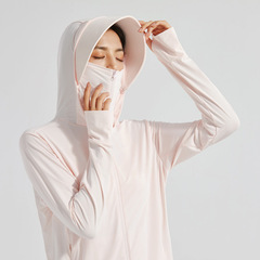 日焼け止め服 女性用 取り外し可能な帽子付き オリジナル糸アイスシルク 冷感 紫外線防止 長袖日焼け止めサイクリングウェア
