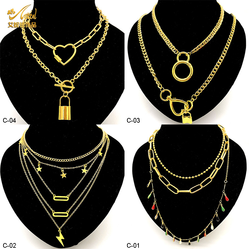 European And American Minimalist Ins-style Trendy Personalized OT Clasp Dual-wear Heart-shaped Lock Pendant_voghion.com