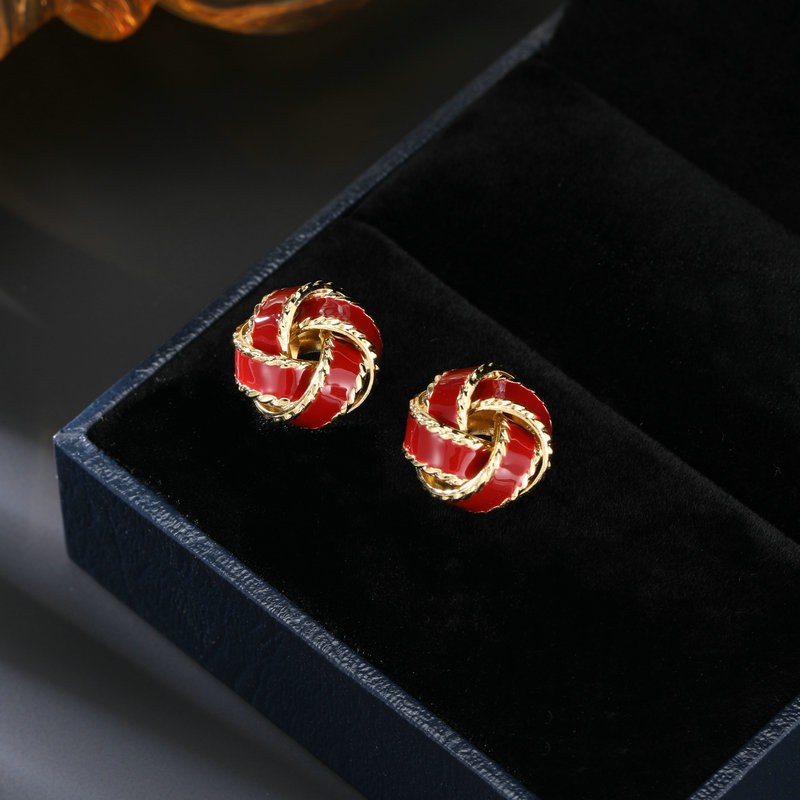 Nouvelles boucles d'oreilles rouges Ankara dégoulinant d'huile exquises boucles d'oreilles à tige françaises de qualité supérieure_voghion.com