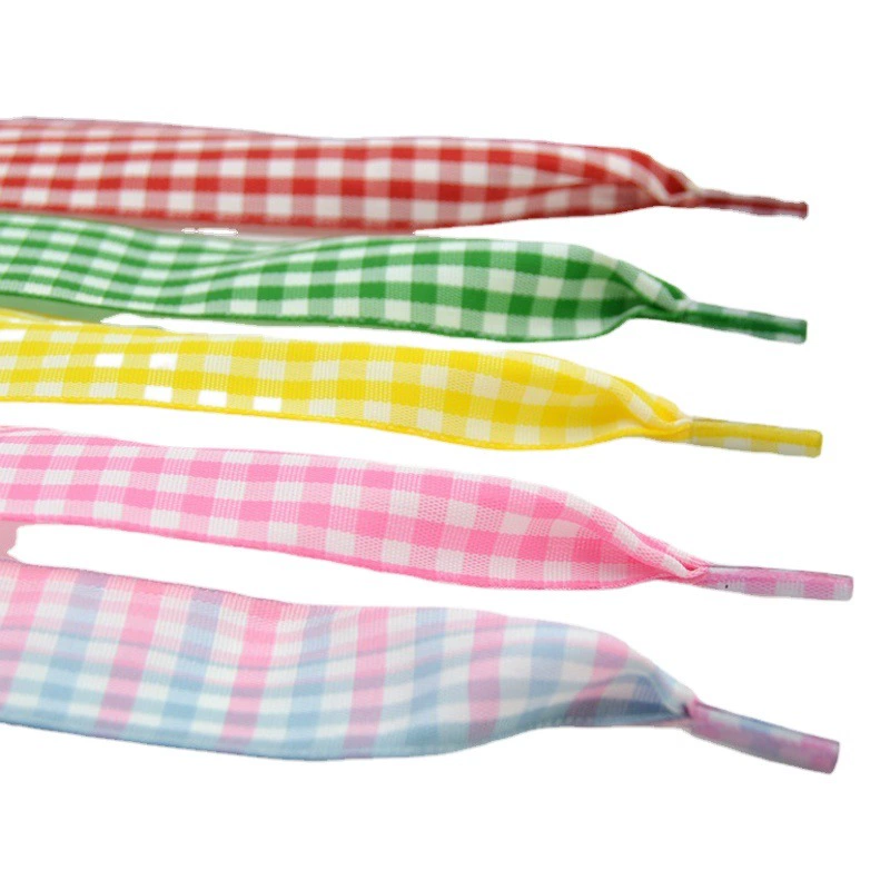 Шнурки в клетку шириной 2,5 см, белые шнурки в британском стиле, черные, клетчатые, красные, желтые, синие, фиолетовые, розовые, зеленые
