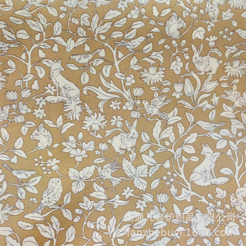 160x50cm Kleine Blumen Tier Eule Fuchs Kaninchen Reine Baumwolle Gedruckt Twill Stoff Kindergarten Baby Nähen Tuch – Detail 5