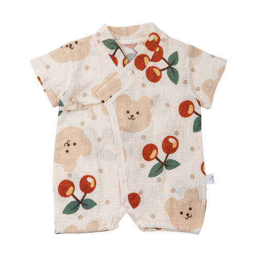 Carefully selected summer baby gauze cotton thin cover baby cotton short-sleeved lace-up monk clothing category a newborn
