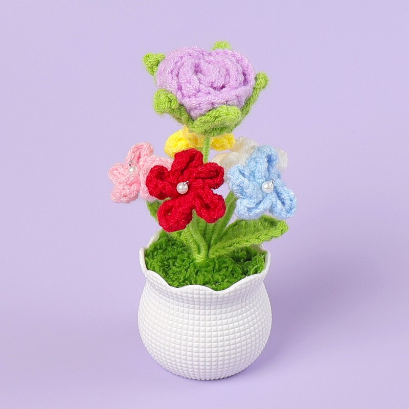 完成したウールひまわり鉢植えスズラン造花チューリップデスクトップ装飾品バレンタインデー教師クラスメートギフト|undefined