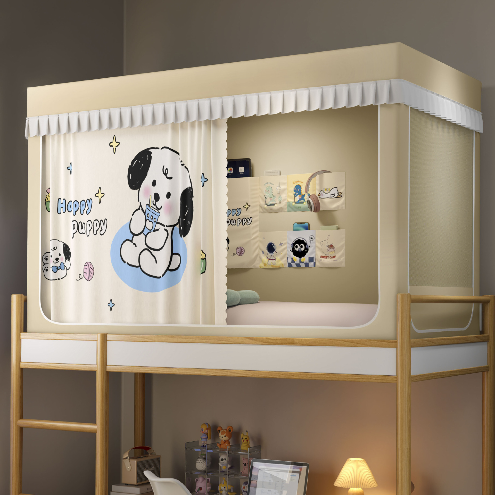Mosquitera Opaca Integrada con Cortina para Cama de Dormitorio Estudiantil, Modelo 2025, Sin Necesidad de Instalación, Apta para Literas en Dormitorios.