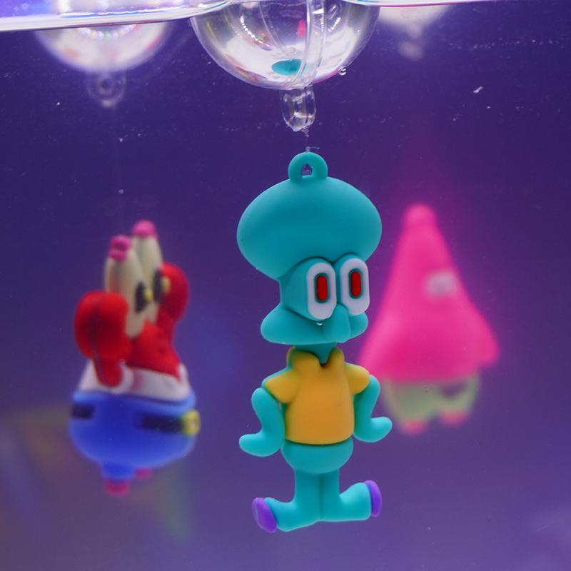 Acuario de mesa pequeña pecera decoración decoración nuevo Bob Esponja flotante muñeca de PVC creativa Pai Daxing