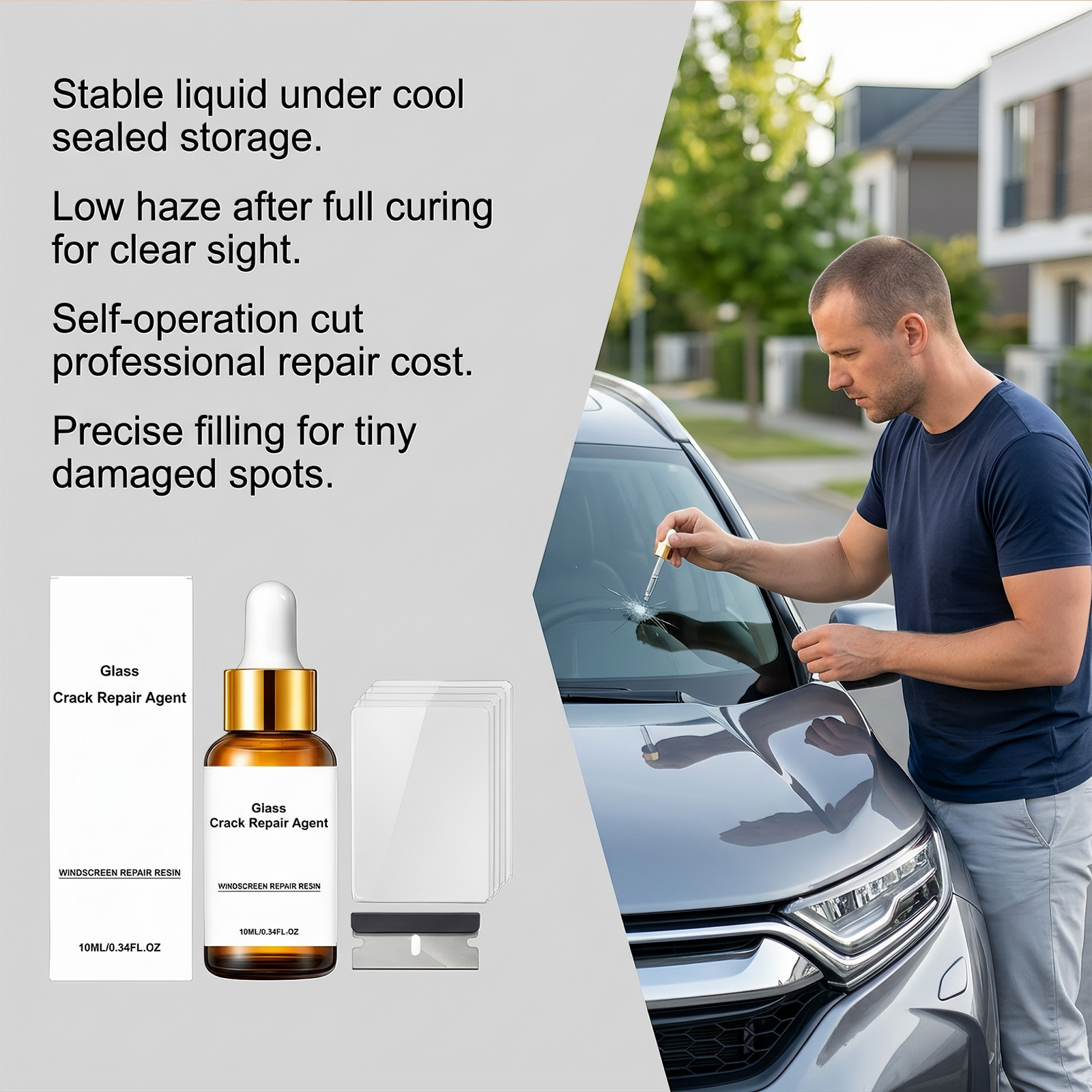 Windshield Care Kit: Multi-functional adhesive repair and care solution for scratches and cracks on car windshields