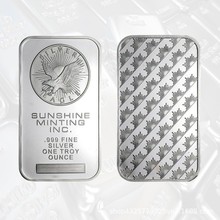 外贸仿真美国老鹰银条Sunshine纪念币一盎司方形铁制镀银纪念币