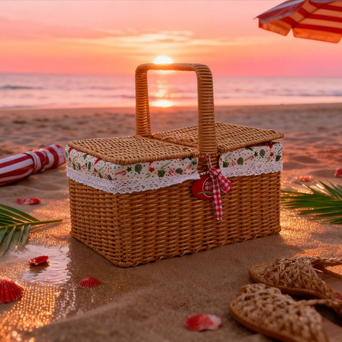 Cestas de picnic al aire libre de plástico personalizado de vid tejido a mano de vid almacenamiento de regalos de verduras y frutas cesta de picnic