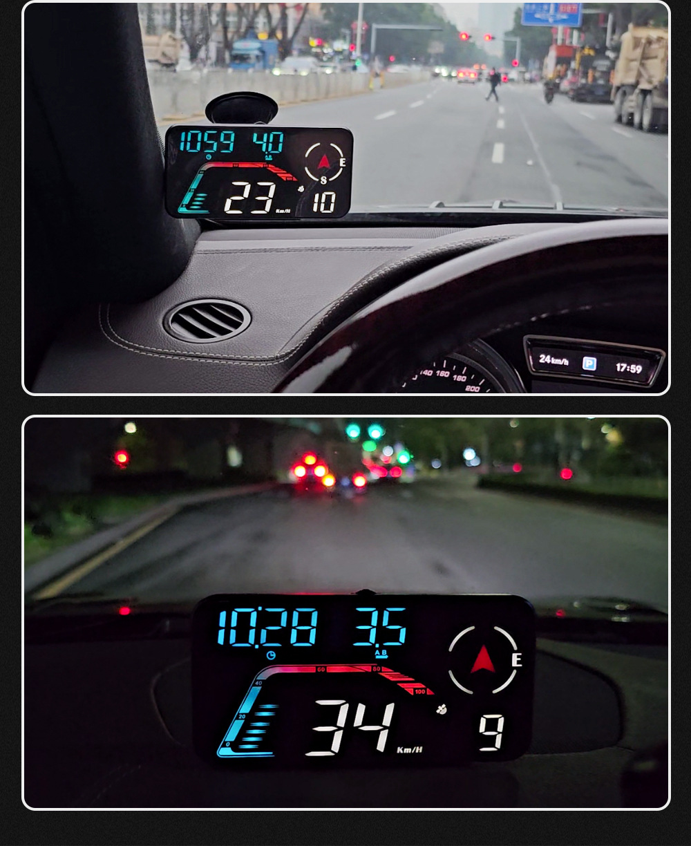 Universal Car HUD Head-Up Display, Beidou GPS Car Driving Direction and Time Display, New Cross-Border Model