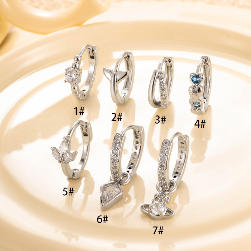 Holiday, Banquet, Daily Occasion Copper Material 1 Piece Ear Cartilage Rings & Studs Elegant Simple Style Streetwear Heart Shape Copper Plating Zircon