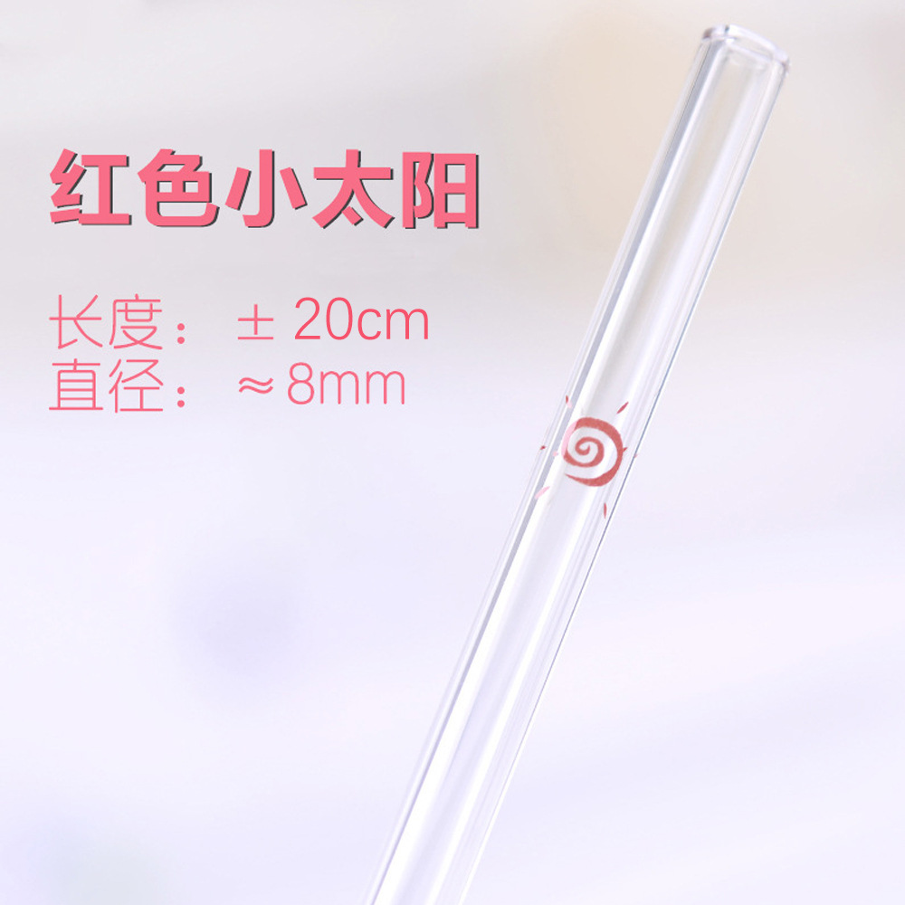 Fábrica directa resistente al calor de vidrio transparente al horno flor coloreada cuidado de los labios beber paja de vidrio para mujeres embarazadas y niños
